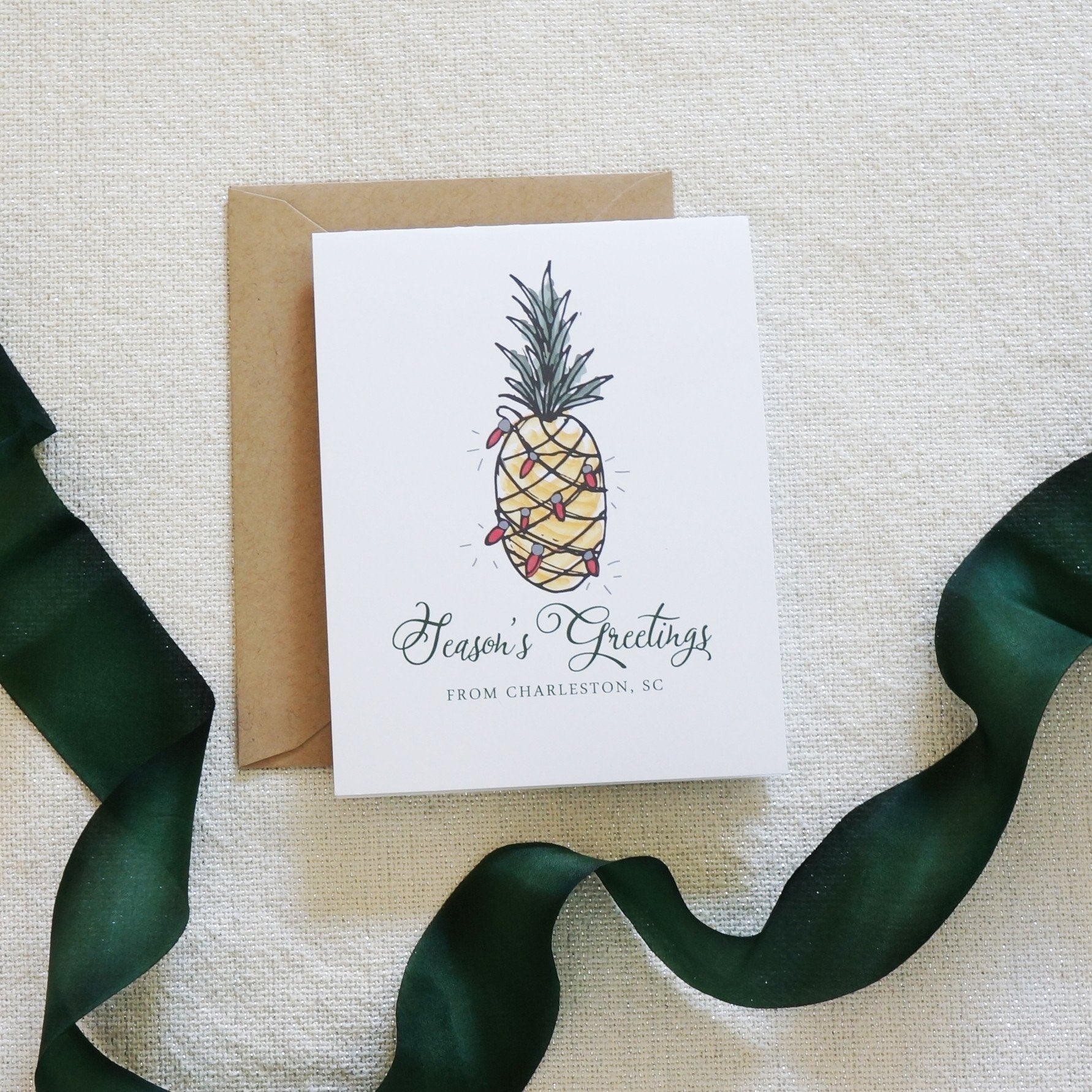 Charleston Holiday Card | Watercolor Pineapple
