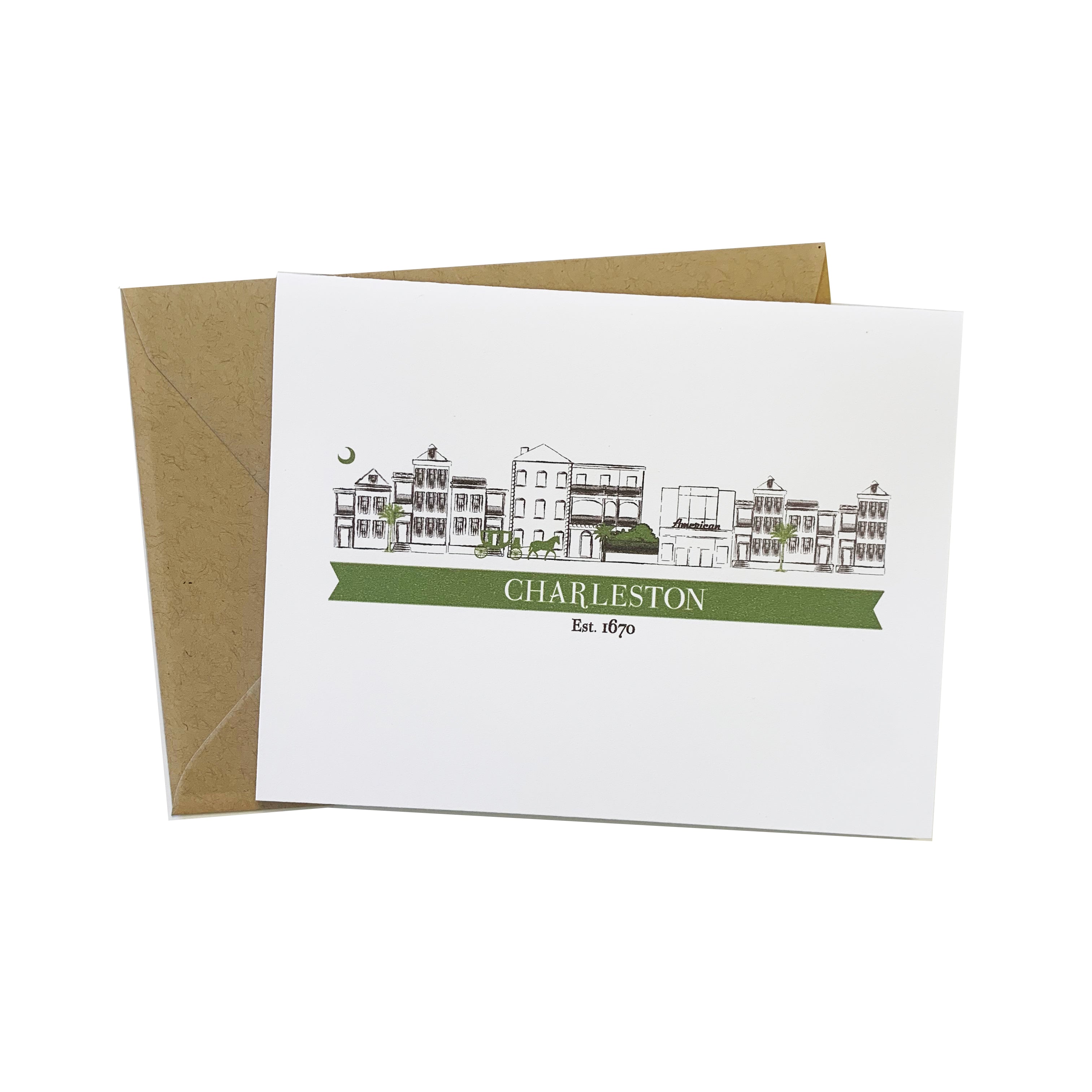 Charleston Cityscape Single Houses Greeting Card