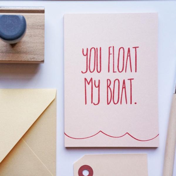 You Float My Boat Valentine's Card, Valentine - shop greeting cards, handmade stationery, & wedding invitations by dodeline design